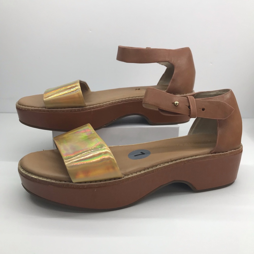 GH Bass & Co Women's Rivington Gold Whiskey Platform Sandals